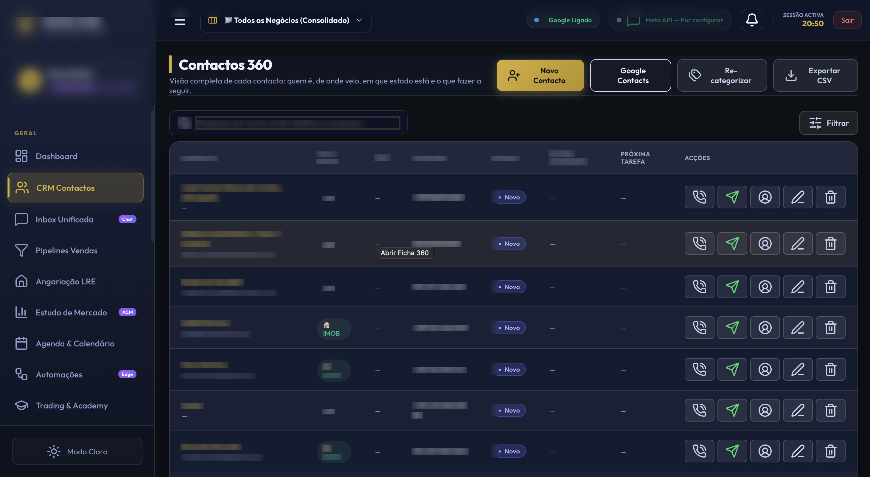 Base de Dados de Contactos Integrada